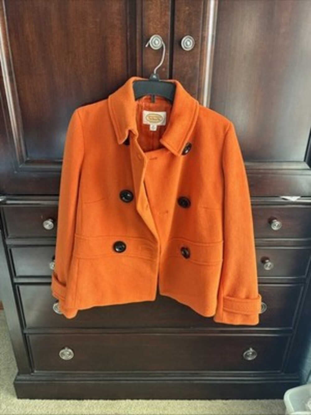 Talbots Orange Wool Basic Jacket Size 12 With Oversized Buttons A358